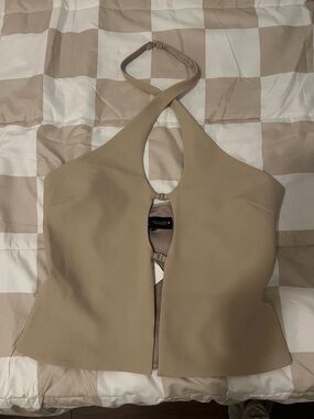 Zara Taupe Halter Keyhole Camisole